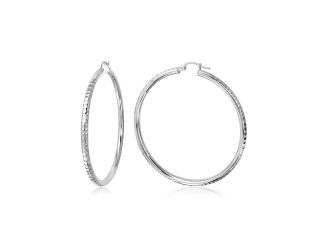 PARIKHS 2MM Diamond Cut Hoop Earring in 925 Sterling Silver - 45MM