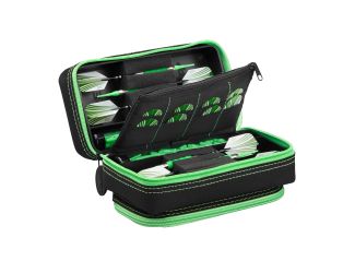 Casemaster Plazma Pro Dart Case Black with Green Zipper and Phone Pocket