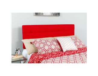 Quilted Tufted Upholstered King Size Headboard in Red Fabric