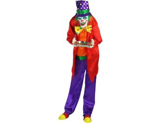 Life-Size Animatronic Clown with Lights and Sound, Indoor or Covered Outdoor Halloween Decoration