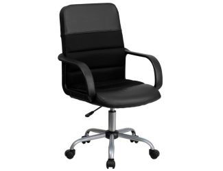 Mid-Back Black LeatherSoft and Mesh Swivel Task Office Chair