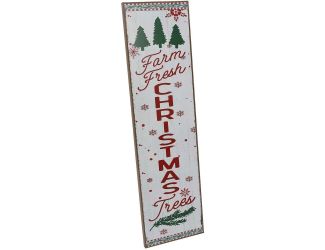 45-In. FARM FRESH CHRISTMAS TREES Porch Leaner Sign with Battery-Operated LED Lights, Festive Christ