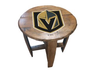 Golden Knights Oak Barrel Table