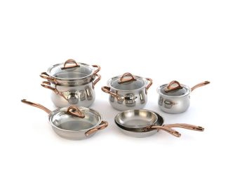Ouro Black Cookware Set 11pc w/Rose Gold Handles