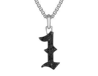 Marc Anthony's #1 Amulet, Sterling Silver/Black Diamonds Pendant, 24"-26"