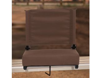 500 lb. Rated Lightweight Stadium Chair-Handle-Padded Seat, Brown