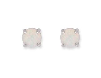 6mm Round Inlay White Opal Post Earrings