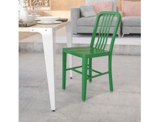 Green Metal Indoor-Outdoor Chair - Kitchen Chair - Restaurant Seating