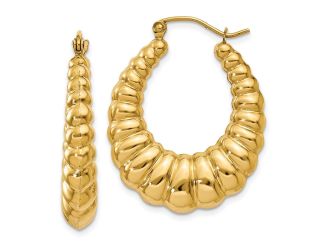 14k Polished Scalloped Hoop Earrings