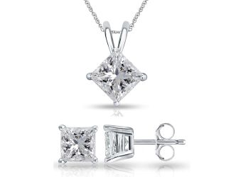 Bright White Pinnacle Princess cut Lab Grown Diamond Set in 14K White Gold 1.00ct, GH, VVS