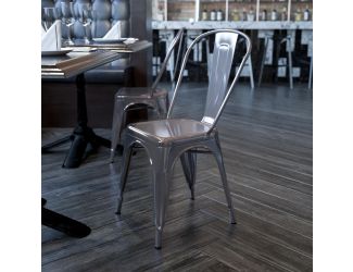 Clear Coated Metal Indoor Stackable Chair