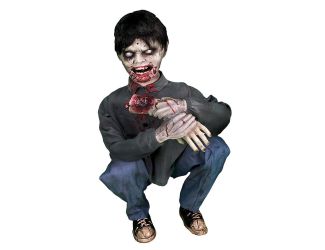 Crouching Limb Eater Zombie Boy by Tekky, Indoor or Covered Outdoor Premium Halloween Animatronic, P