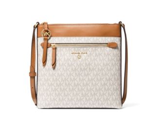 Signature Jet Set Small North South Flat Crossbody Bag-  Vanilla/Acorn