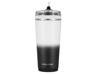 IceShaker 26oz Insulated Stainless Steel Shaker Bottle- Flex Lid w/Straw-Black/White Ombre