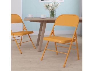 Orange Marmalade Triple Braced & Double Hinged Metal Folding Chair - Vivid Color