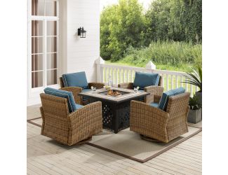 Bradenton 5Pc Swivel Rocker Conversation Set W/Fire Table