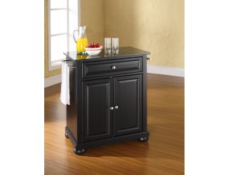 Alexandria Black Granite Top Kitchen Island Black Finish