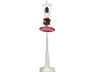 Let It Snow Series 71-In. Square Street Lamp with Christmas Tree, 2 Signs, Cascading Snow, and Holid
