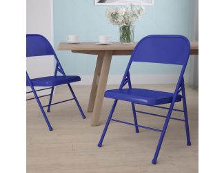 Cobalt Blue Triple Braced & Double Hinged Metal Folding Chair - Event Chair