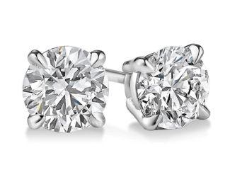 Certified PARIKHS Round Prestige Diamond  Stud 18K White Gold 0.70ct IJ Color,SI1 Clarity