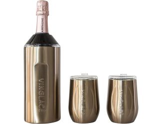 Vinglace Wine Chiller and Glass Gift Set Copper