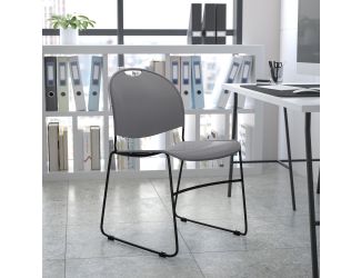 880 lb. Capacity Gray Ultra-Compact Stack Chair with Black Frame