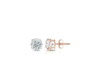 Bright White Round Lab Grown Diamond Stud in 14K Rose Gold 0.25ct, Color-FG, Clarity-VS