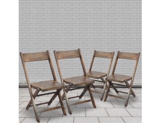 Slatted Wood Folding Wedding Chair - Event Chair - Antique Black, Set of 4