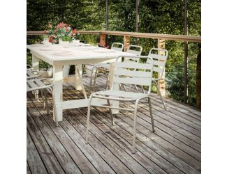 Commercial Silver Indoor-Outdoor Restaurant Stack Chair with Triple Slat Back