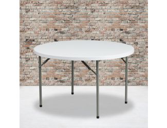 4-Foot Round Granite White Plastic Folding Table - Banquet / Event Folding Table