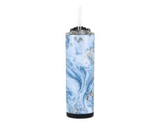 IceShaker 20oz Insulated Stainless Steel Skinny - Tumbler w/Straw & Lid-Blue Marble