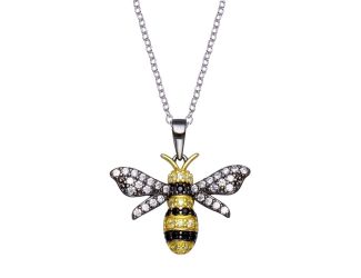 PARIKHS Rhodium Plated BumbleBee CZ Necklace in 925 Sterling Silver