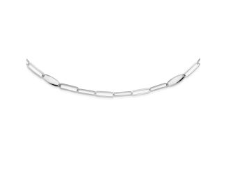 Sterling Silver Rhodium-plated Polished Flat Oval Link Necklace