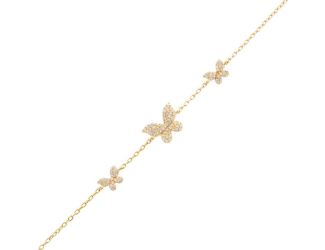 Pave Triple Butterfly Bracelet Size 7"