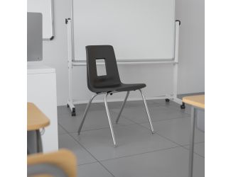 Black Student Stack Chair 18"H Seat - Classroom Chair for Middle-High-Adults