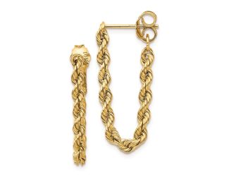 14K Yellow Gold Hollow Rope Earrings