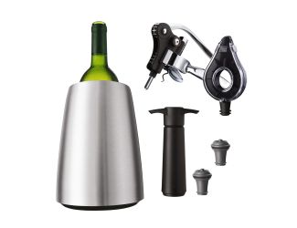 Vacu Vin Wine Set Air Deluxe  with Elegant Stainless-Steel Wine Active Cooler Gift Box