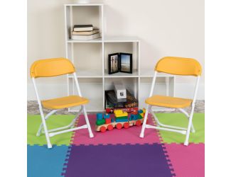 Kids Yellow Plastic Folding Chair with Textured Seat - Preschool Seating