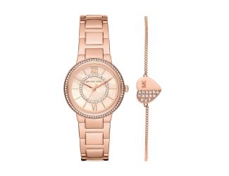 Ladies Gabbi Rose Gold-Tone Watch & Heart Charm Bracelet Set Rose Gold Dial