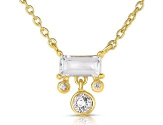 White Topaz Charm Necklace