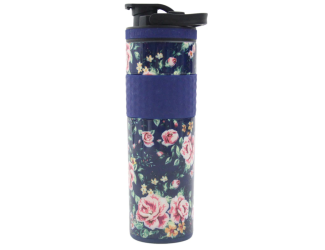 20oz Skinny Shaker Bottle - Shaker lid w/handle & agitator-Navy Floral