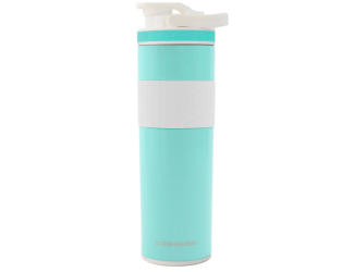 20oz Skinny Shaker Bottle - Shaker lid w/handle & agitato-Mint w/white grip