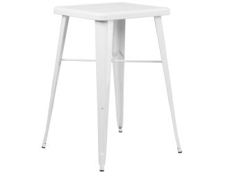 23.75" Square White Metal Indoor-Outdoor Bar Height Table