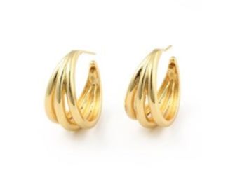 Triple hoop stud earrings.