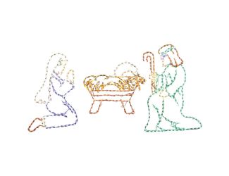 Christmas Giant Outdoor LED Lights, 3-Piece Nativity Set w/ Joseph (51" x 34"), Mary (43" x 33") and