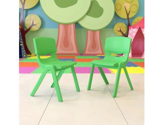 2 Pack Green Plastic Stackable School Chair with 15.5"H Seat