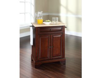 LaFayette Natural Top Kitchen Island Mahogany Finish