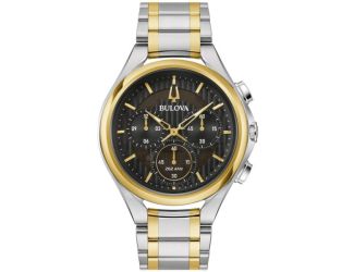 Men's CURV Chronograph Gold & Silver-Tone Stainless Steel Watch Black Dial