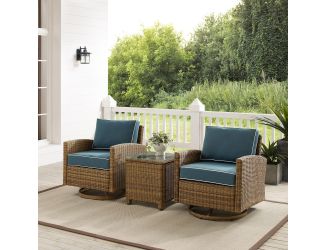 Bradenton 3Pc Outdoor Wicker Swivel Rocker Chair Set