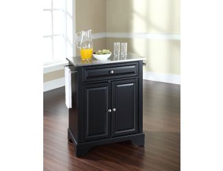 LaFayette Stainless Steel Top Kitchen Island Black Finish